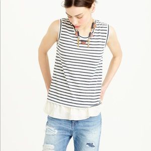 J. Crew Striped Ruffle Hem Tank